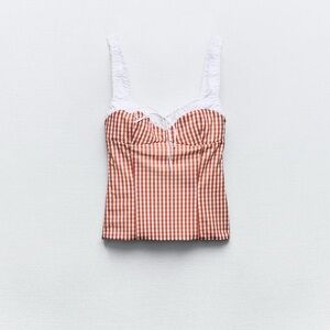 Zara mixed gingham top 🍒 (Last chance to buy August 3rd)!